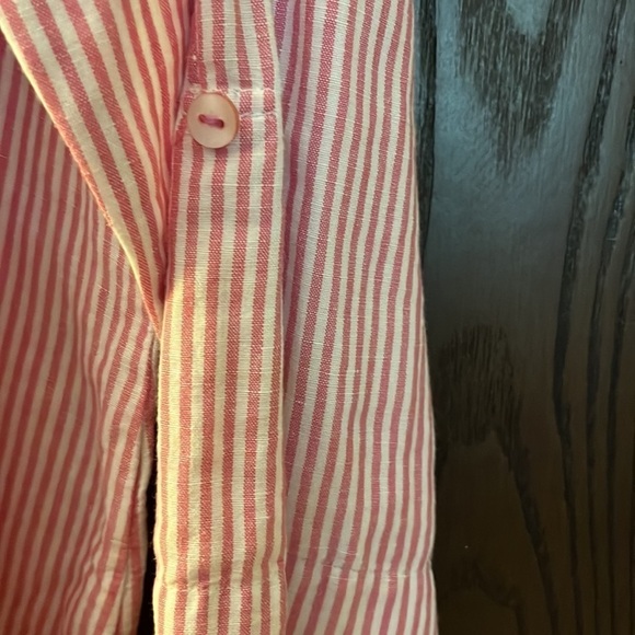 Chico’s linen& cotton 3/4 sleeved pink & white striped blouse. Size Chico 2 - Picture 4 of 7